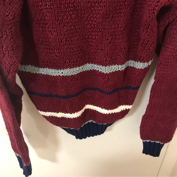 Vintage Wayne Scott maroon and blue knit V-neck sweater - Picture 12 of 14